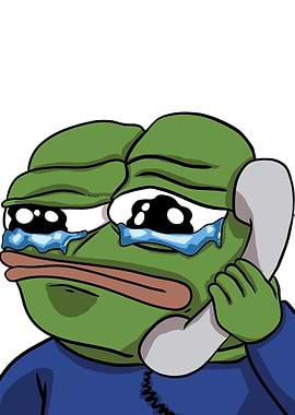sad pepe on telephone