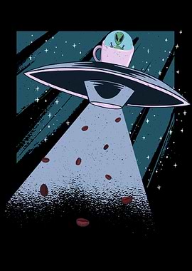 Alien UFO and coffee Fun
