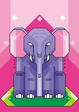 SITTING ELEPHANT GEOMETRIC