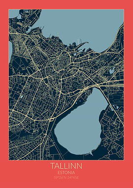 Tallinn Map Red Blue