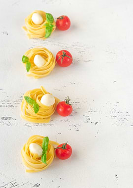 Raw fettuccine pasta