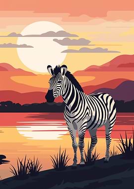 Zebra Animal by Sunset