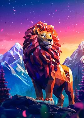The Lion Colorful 3d