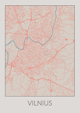 Vilnius Vintage Retro Map