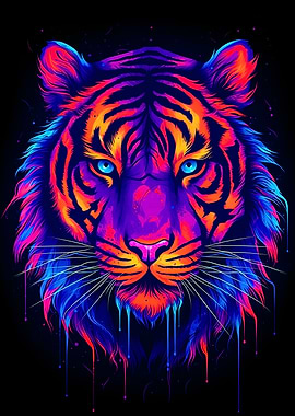 tiger colorful black BG