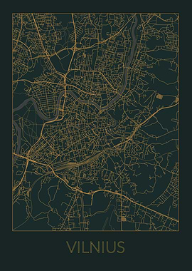Vilnius Gray Orange Map
