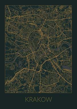 Krakow Gray Orange Map