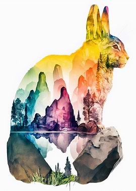 Rabbit Nature Watercolors