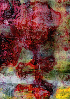 Abstract Red Green Art