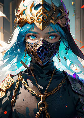 Warrior woman in a mask