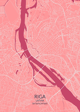 Riga Pink Rose Map