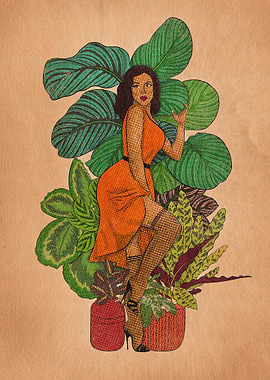 Retro Plant Girl