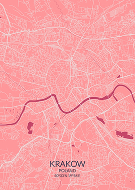 Krakow Pink Rose Map