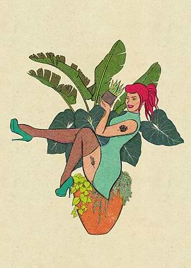 Tropical Plants Pinup Girl