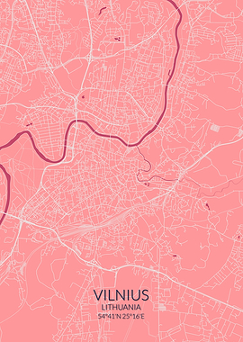 Vilnius Pink Rose Map