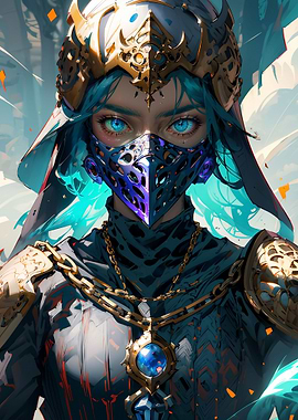 Warrior woman in a mask