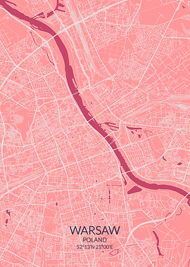 Warsaw Pink Rose Map
