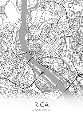 Riga City Map White