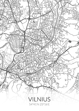 Vilnius City Map White