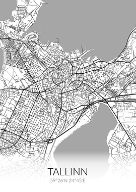 Tallinn City Map White