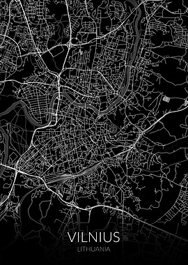 Vilnius Map Black