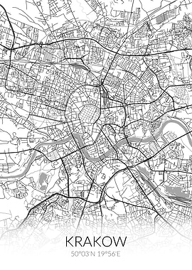 Krakow City Map White