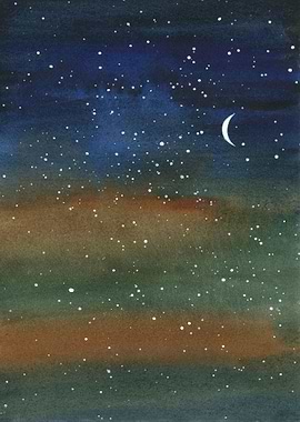 Starry Night Landscape Art