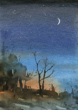 Starry Night Landscape Art