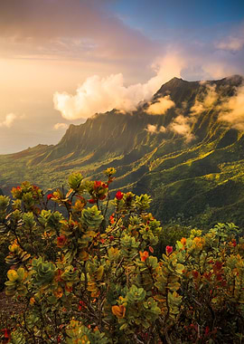 Valley sunset Kauai Hawaii
