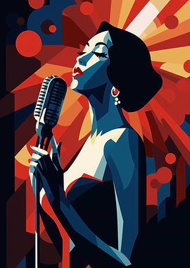 アート・デザイン・音楽 ART DECO POSTERS Art Deco Lady Jazz Singer' Poster, picture, metal print