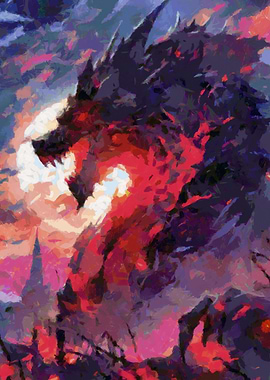 Dark red dragon fantasy