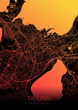 Tallinn Map Black Orange