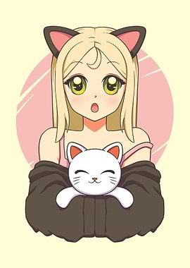 Anime Girl and Kitty