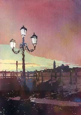 Venice Italy sunset art