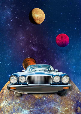 Retro Car on Space