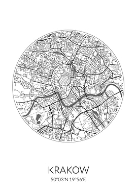Krakow Circle Map White