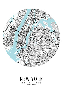 New York City Map Circle