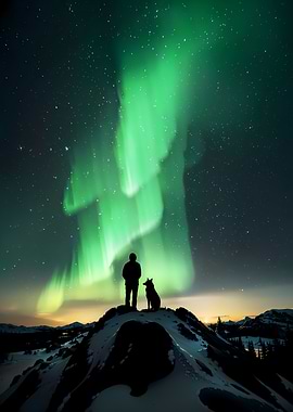 Aurora Night With My Dog