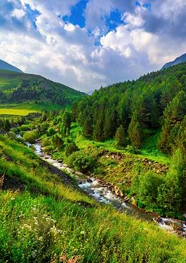 River landscape mountains