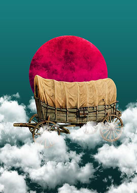 Vintage Wagon in Clouds