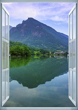 Window view lake landscape