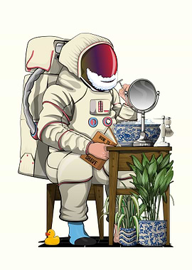 Astronaut Shaving in Space