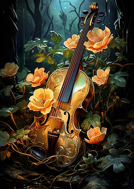 music violin and flower
