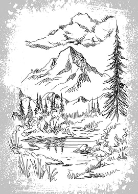 Nature Drawing Black White