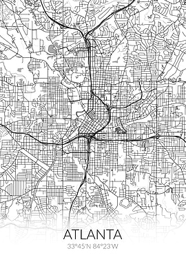 Atlanta City Map White