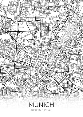 Munich City Map White