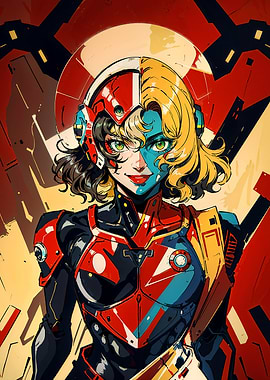 Girl in cybernetic armor