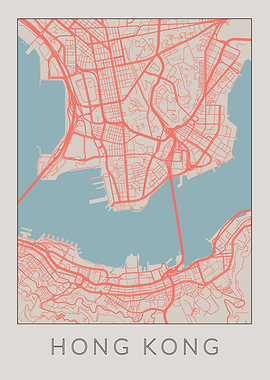 Hong Kong Vintage Map