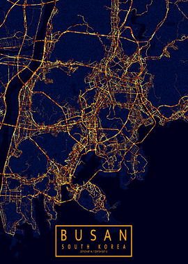 Busan Map City At Night