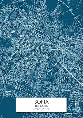 Sofia Map Blue White